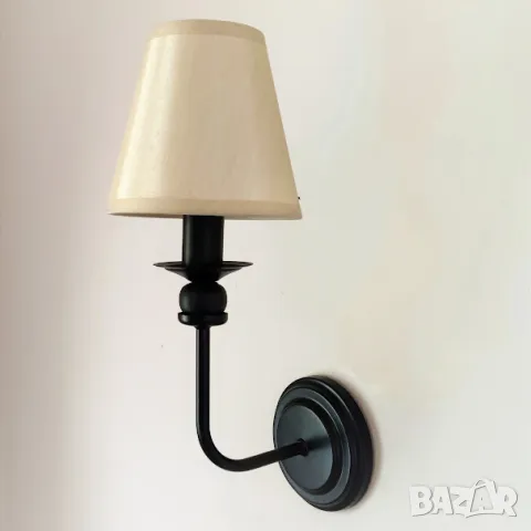 Модерен метален аплик тип свещ и с текстилна шапка - класическа стенна лампа, снимка 3 - Лампи за стена - 47425863