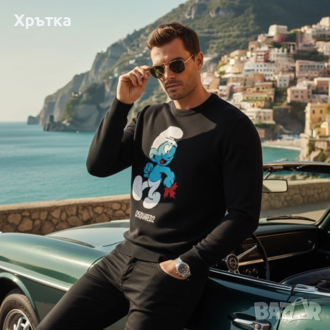 Dsquared2 x The Smurfs - Оригинален мъжки пуловер размер M, снимка 2 - Пуловери - 48271298