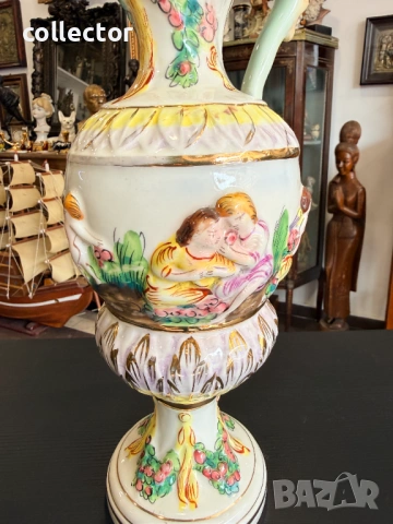 Кана от италиански порцелан Capodimonte. №7882, снимка 3 - Антикварни и старинни предмети - 53498763