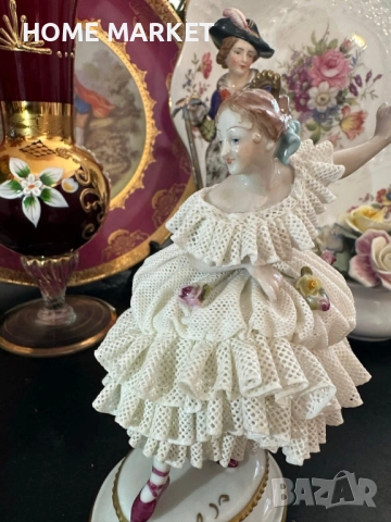 Volkstedt Фолкщед Germany  Curca 1945 (Älteste Volkstedter Porzellanmanufaktur) Dresden Lace , снимка 5 - Антикварни и старинни предмети - 52939094