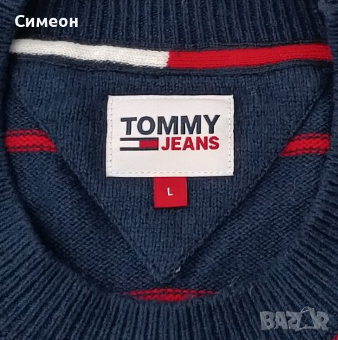 Tommy Jeans Pullover оригинален пуловер L памучен пуловер Hilfiger, снимка 4 - Пуловери - 44077784