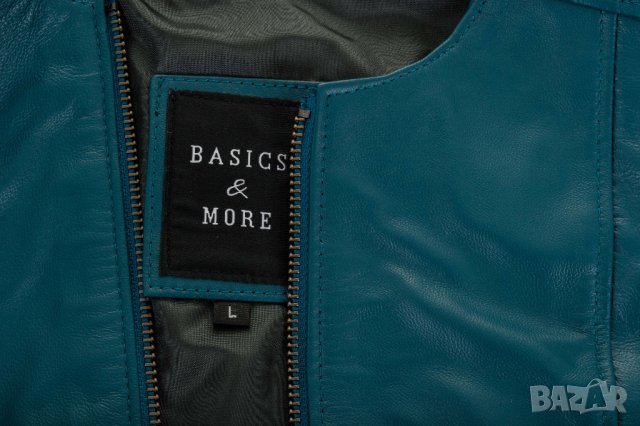 Дамско кожено синьо яке марка Basics & More - L, снимка 8 - Якета - 38508670