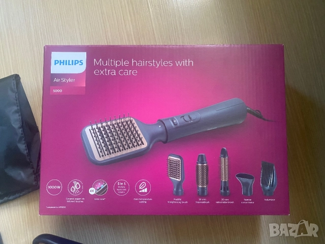 НОВА Четка с горещ въздух Philips Air Styler 5000 - сешоар, маша, снимка 2 - Маши за коса - 52735826