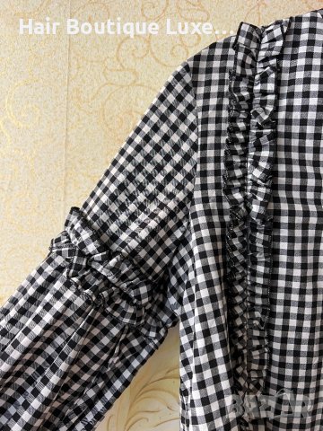 Gina Tricot Черно бяла блуза с буфан ръкав 🖤🤍, снимка 5 - Блузи с дълъг ръкав и пуловери - 44067157