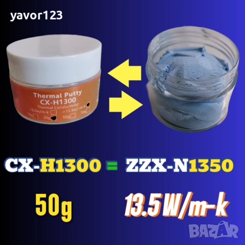 50гр CX H1300 13.5W/mk течен термопад/thermal putty