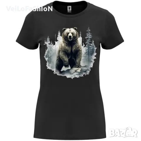 Нова дамска тениска с Мечка в черен цвят 