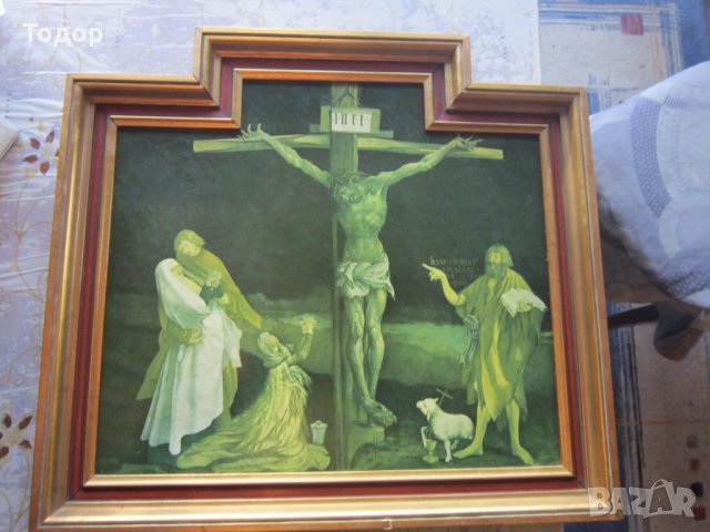 Стара Картина икона Разпятие на Христос, снимка 7 - Картини - 27398801