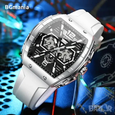 Мъжки часовник 89108с4 светещи стрелки бяла силиконова каишка, снимка 2 - Мъжки - 48059281