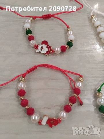 Коледни гривни ,ръчна изработка , снимка 2 - Гривни - 52059130