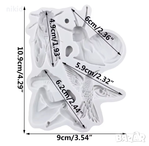 Хибридни човек Жена охлюв гъба муха птица колибри силиконов молд форма фондан шоколад декор гипс, снимка 2 - Форми - 52093416