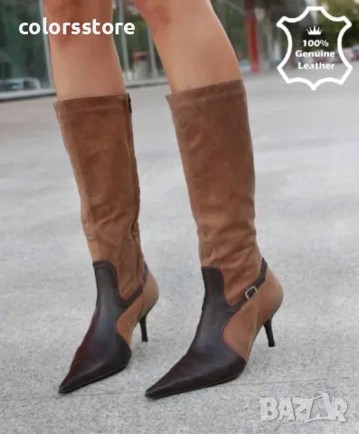 Ботуши на ток - кафява ЕСТЕСТВЕНА кожа - 111601