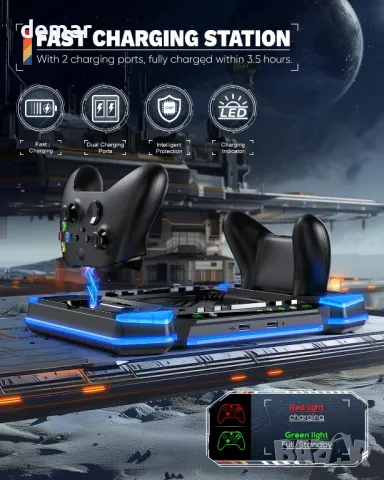 Вентилатор за охлаждане и стойка за зареждане за Xbox Series X, снимка 5 - Аксесоари - 49792399