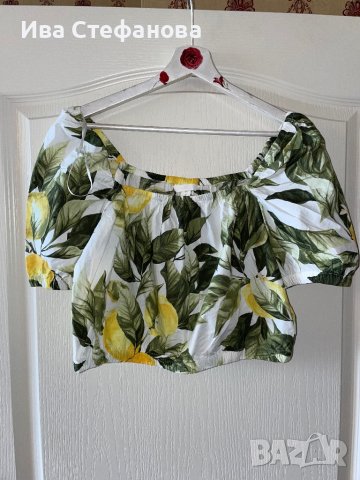 Разкошен нов свеж топ бюстие лимони лимон зелен листа квадратно деколте hm h&m , снимка 4 - Корсети, бюстиета, топове - 40722254