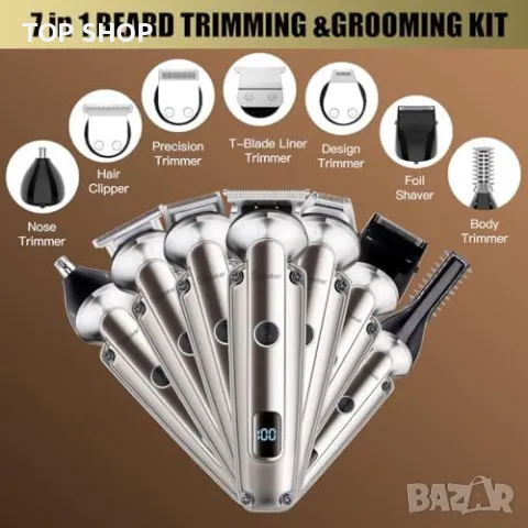 Нов Водоустойчив мъжки тример Hatteker комплект за подстригване самобръсначка, снимка 3 - Машинки за подстригване - 49341167