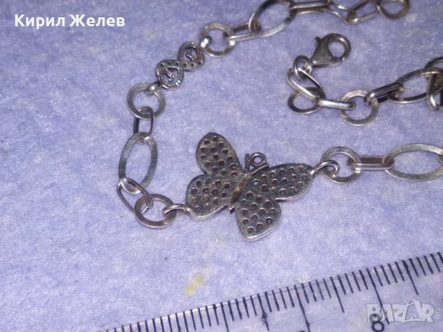 КРАСИВА НЕЖНА СРЕБЪРНА СКЪПОЦЕННА ГРИВНА с ПЕПЕРУДКА СРЕБРО 925 с ЮВЕЛИРНО ФАСЕТИРАНИ ЦИРКОНИ 34494, снимка 9 - Колиета, медальони, синджири - 39378713