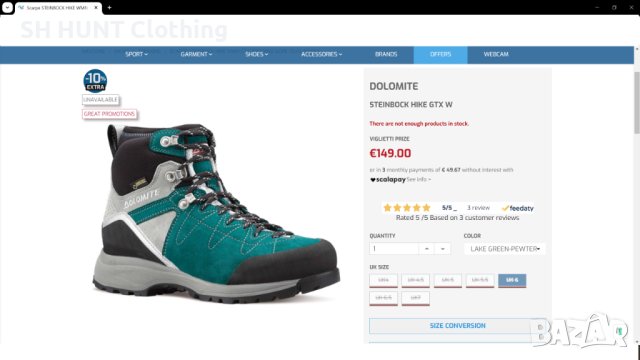 DOLOMITE STEINBOCK HIKE GORE-TEX размер EUR 38 / UK 5 дамски детски водонепромокаеми - 526, снимка 3 - Дамски боти - 43812847