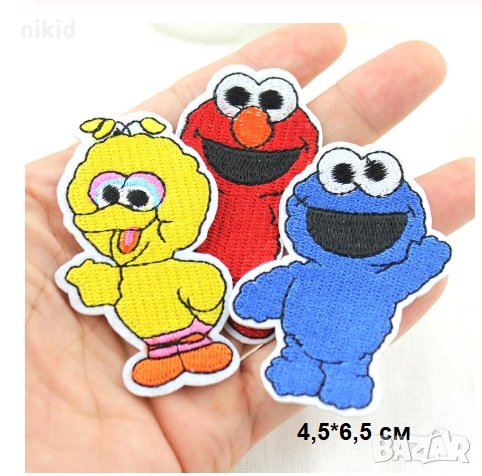 Жълта птица Елмо Улица Сезам Бисквитено чудовище Muppet Cookie емблема апликация за дреха дрехи само