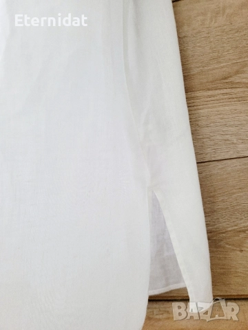 Нова дълга бяла риза ЛЕН, снимка 2 - Ризи - 51628040