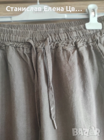 Тъмнокафяв ленен панталон , снимка 5 - Панталони - 51464785