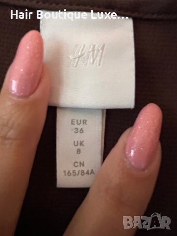 H&M късо кафяво потниче с черна дантела 36 размер 🖤, снимка 3 - Потници - 44012654