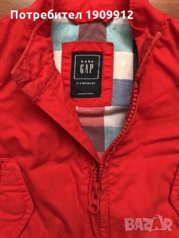 Червено яке Gap 6m.  Синьо яке Ralph Loren 12m, снимка 2 - Бебешки якета и елеци - 26571349