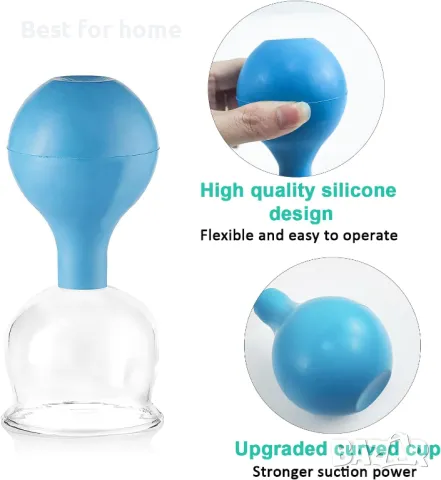 Комплект от 5 стъклени вендузи със силиконова помпа SFN, снимка 4 - Медицинска апаратура - 48200773