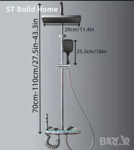 Цифров Душ Панел с Пиано Клавиши и LED Осветление, снимка 4 - Душове - 51598423