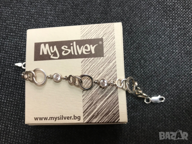 Сребърна гривна с циркони от "My Silver", снимка 3 - Гривни - 44890189