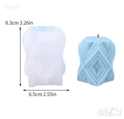 3D Цилиндрична Геометрична ромбове силиконов молд форма за свещ гипс шоколад смола декор украса , снимка 3 - Форми - 48747496
