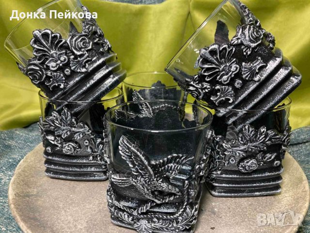 Сервиз за уиски в сребро