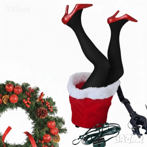 Коледна светеща декорация „Снежанка в чувала“ – движещи се крака, снимка 5 - Декорация за дома - 52439648