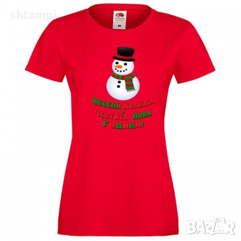 Дамска тениска Коледа Весела Коледа и Честита нова година Snowman, снимка 2 - Тениски - 34690791