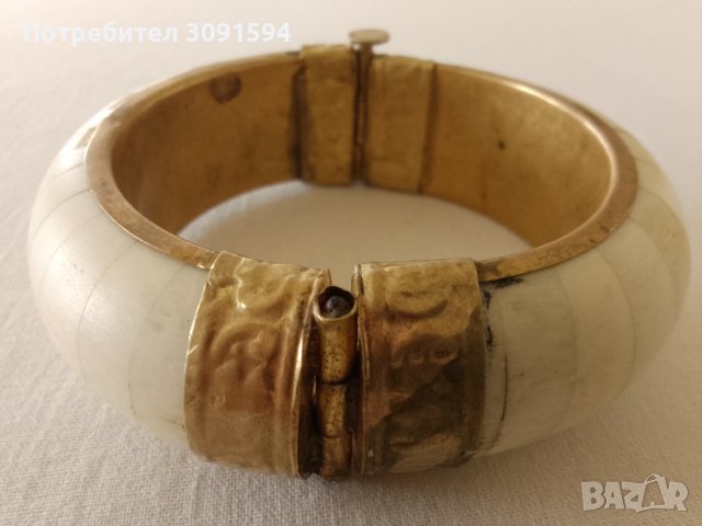 стара етно стил гривна от кост и месинг, снимка 5 - Антикварни и старинни предмети - 43560013