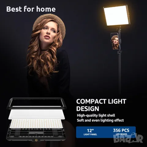 Комплект LED видео осветителни тела, NiceVeedi Studio Light, 2800-6500K, снимка 4 - Светкавици, студийно осветление - 49235913