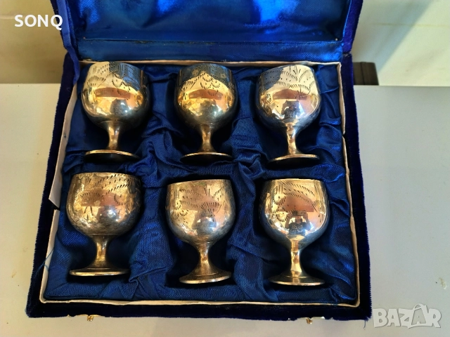 Прекрасен Комплект Стари Бронзови Чашки-EPNS, снимка 2 - Антикварни и старинни предмети - 52121312