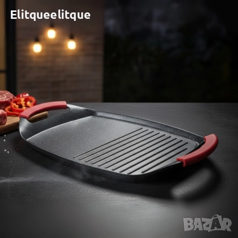 Грил плоча QUEEN ATG47M – 47 см с незалепващо покритие и двойна повърхност, снимка 5 - Скари - 52221983