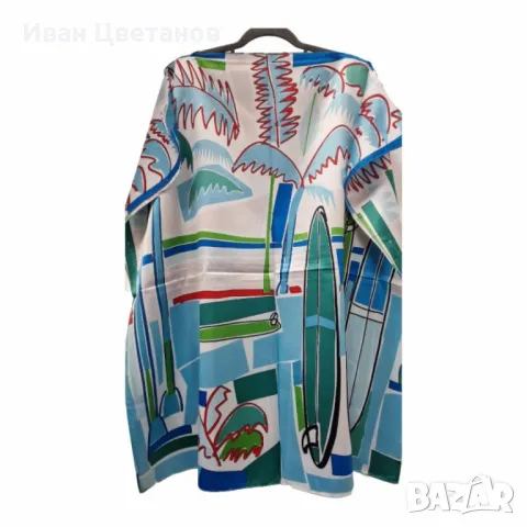 Лятна плажна туника от коприна, с артистични и морски десени, снимка 3 - Туники - 50036708