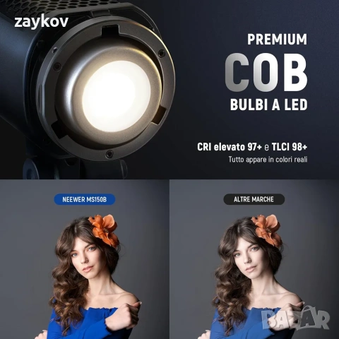 OLKIEQZ NEEWER MS150B Двуцветна LED видео лампа с управление от приложение, 2.4G режим, снимка 4 - Лед осветление - 53355877