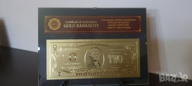 Позлатени долари в стъклена рамка и стойка, снимка 4 - Нумизматика и бонистика - 32785537