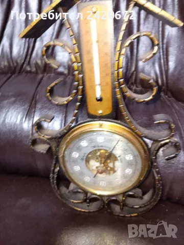 Антика .Ковано желязо  барометър ,термометър, снимка 4 - Антикварни и старинни предмети - 48194707