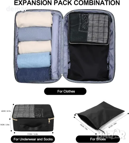 HOMIEE 40 л дамска раница за пътуване, с мокра чанта и чанта за обувки, 17-инчова, снимка 3 - Раници - 48845645