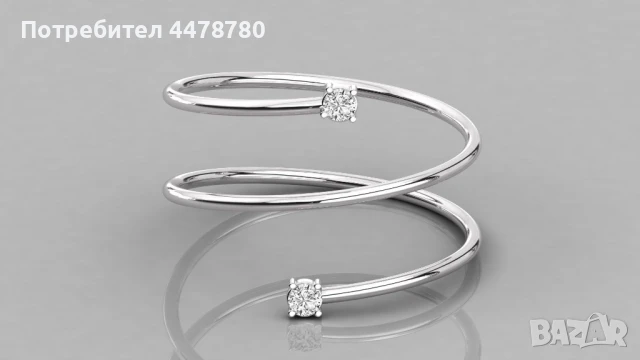 Елегантен златен пръстен с два диаманта, снимка 8 - Пръстени - 50740424