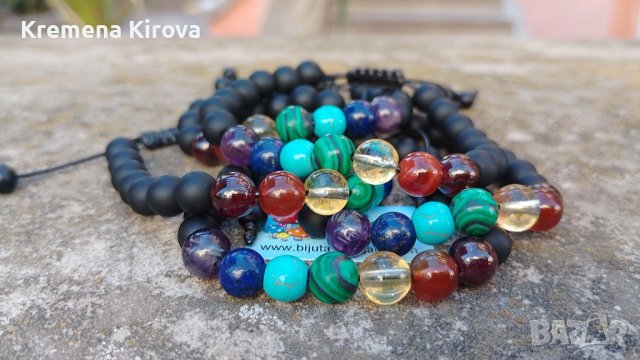 Гривни за приятели. Седем чакри. От полускъпоценни камъни и минерали.  Идея за подаръци.