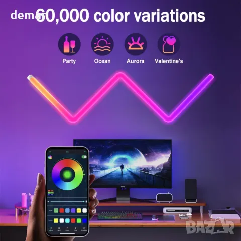 Интелигентни LED светлинни ленти, синхронизиране на музика, управление от Bluetooth APP, снимка 2 - Лед осветление - 47744910