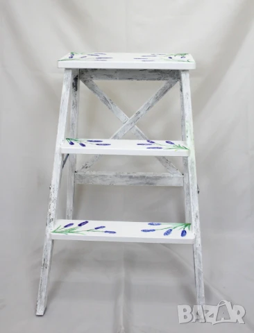 Столче-стълба с декоративен мотив лавандула, снимка 5 - Столове - 50730816