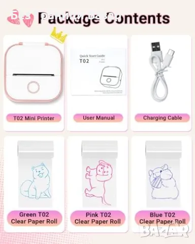 Нов Преносим стикер принтер Memoking T02 – За телефон, снимки, бележки, снимка 6 - Друга електроника - 49287956