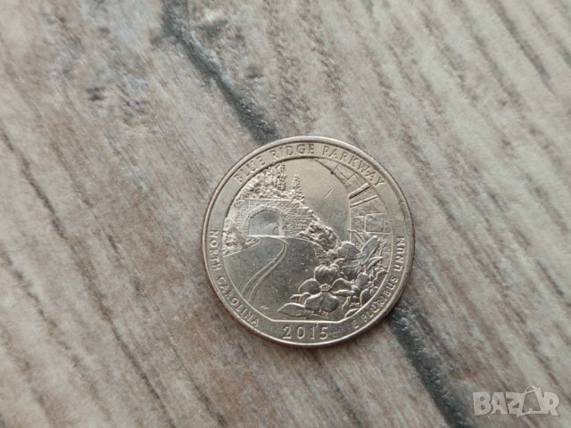 Монета 2015 Съединени Щати Washington Quarter - 25 Cents (Blue Ridge Parkway, North Carolina) , снимка 2 - Нумизматика и бонистика - 52111260