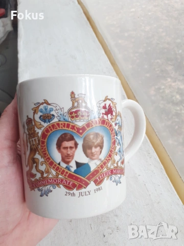 Английска колекционерска чаша порцелан Чарлз и Даяна, снимка 2 - Антикварни и старинни предмети - 53369804