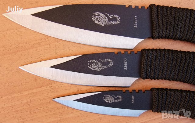 Ножове за хвърляне/кунай/-тип кама-3 броя и 3 цвята, снимка 13 - Ножове - 8909176