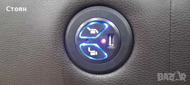 Черен кожен фотьойл с електрически релаксиращ механизъм, снимка 6 - Дивани и мека мебел - 40621389